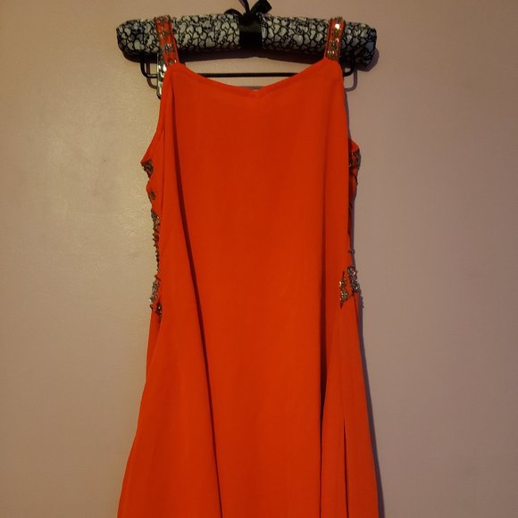 Girl's Bright Orange Sequined Dress - Gently used. - Picture 2 of 7